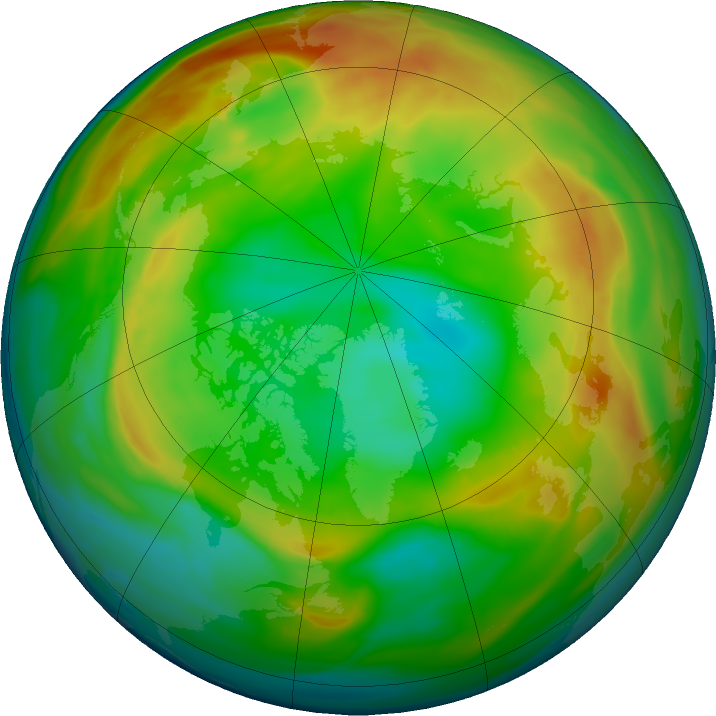 Arctic ozone map for 08 January 2022